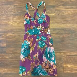 Jack by BB Dakota floral abstract criss cross back dress XS B4